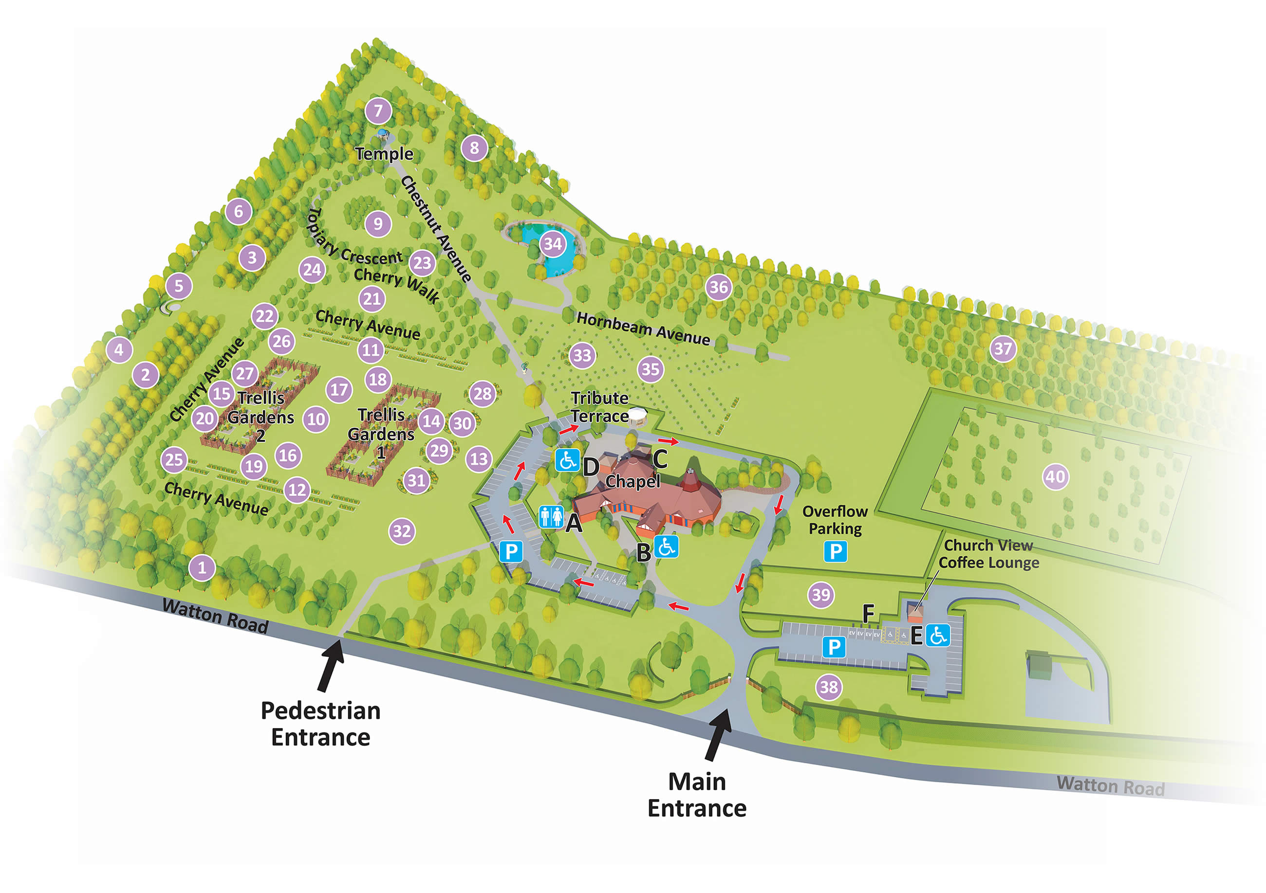 Map of Austins Harwood Park Crematorium & memorial gardens